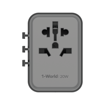 1-World 3-Port Travel Charger 20W