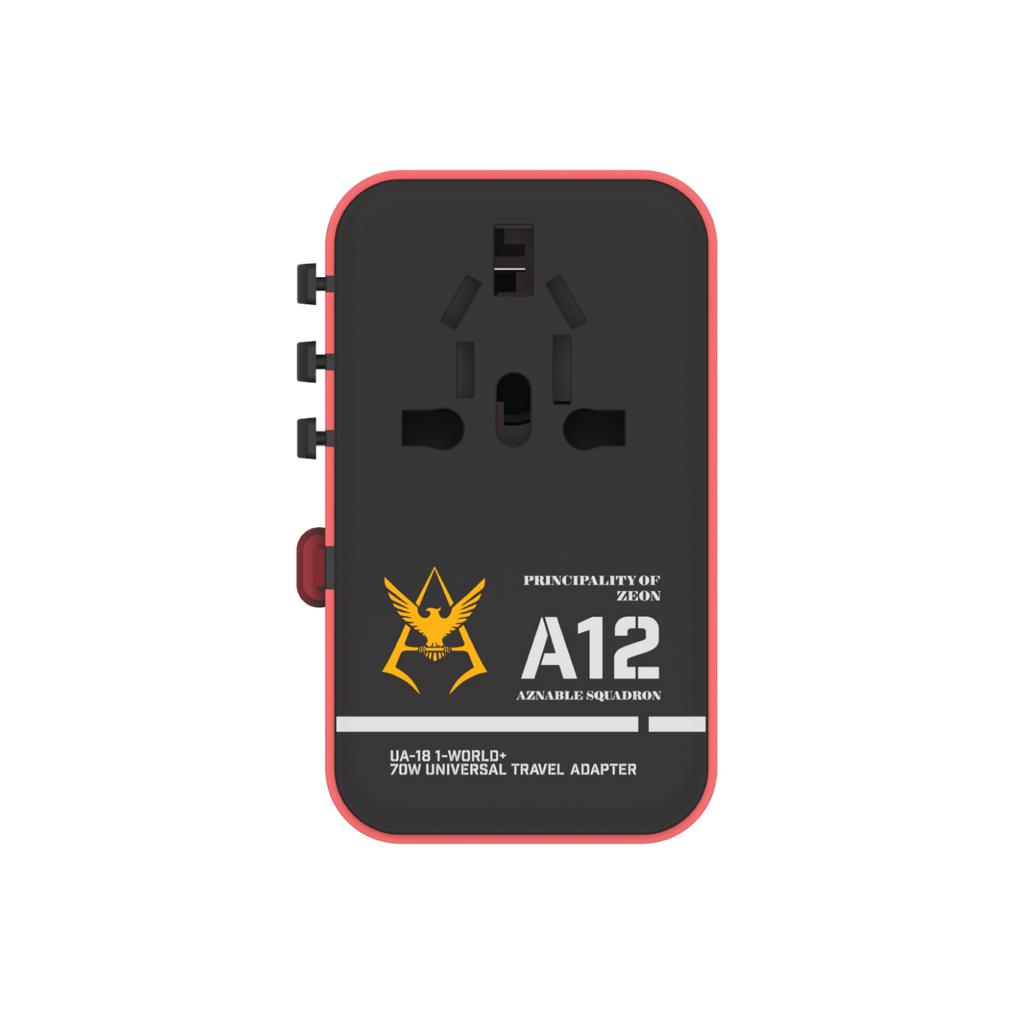 1-World+ 3-Port Travel GaN Charger With Built-in USB-C Cable 70W - Limited Edition