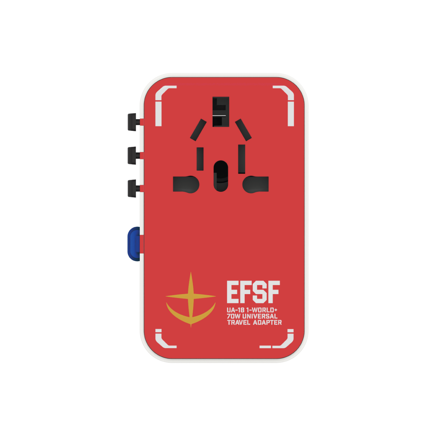 1-World+ 3-Port Travel GaN Charger With Built-in USB-C Cable 70W - Limited Edition