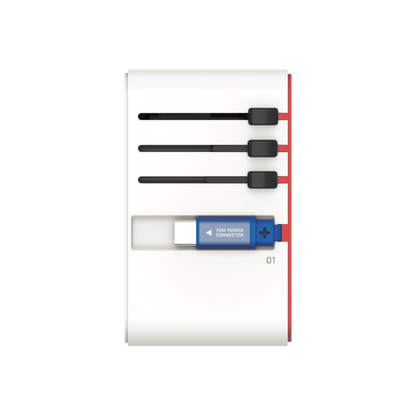 1-World+ 3-Port Travel GaN Charger With Built-in USB-C Cable 70W - Limited Edition