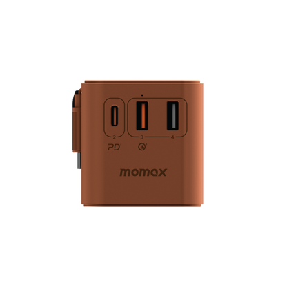 1-World+ 3-Port Travel GaN Charger With Built-in USB-C Cable 70W