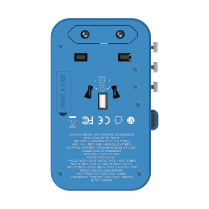 1-World+ 3-Port Travel GaN Charger With Built-in USB-C Cable 70W