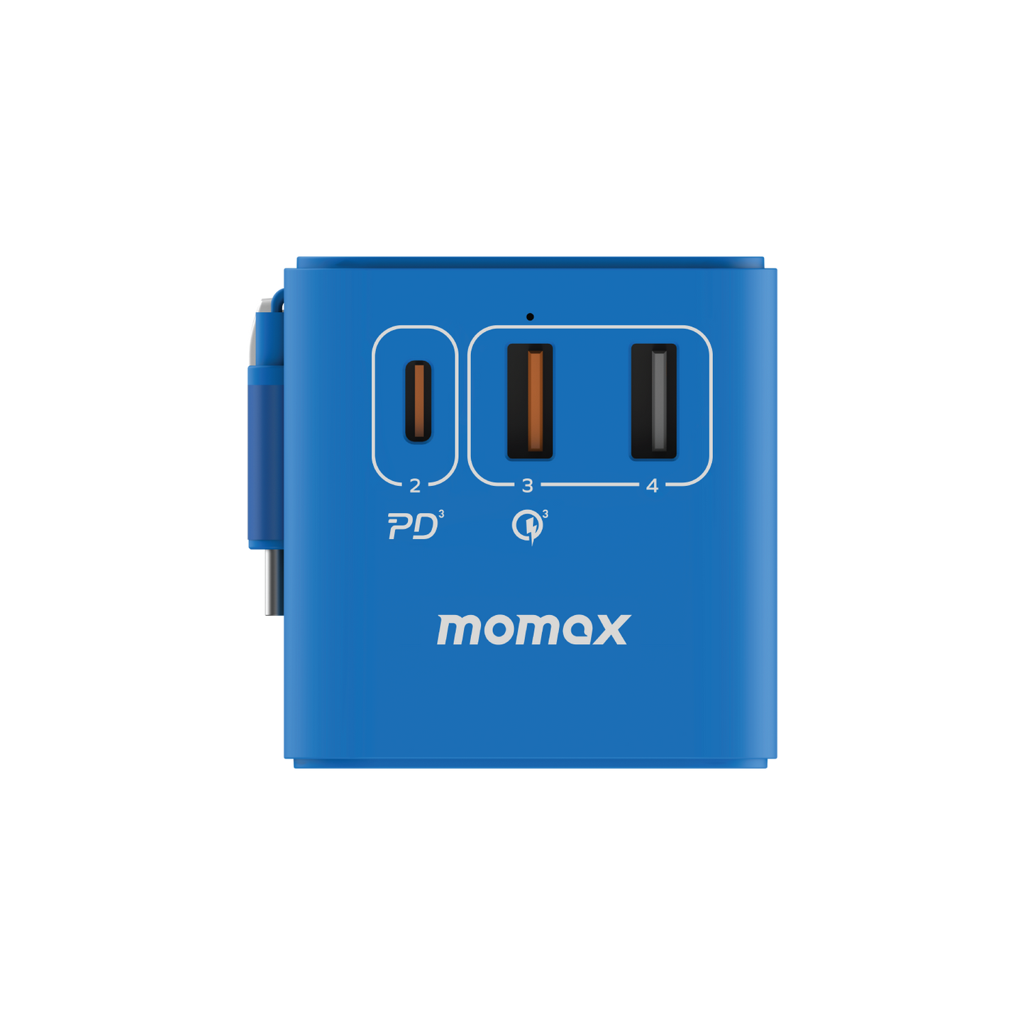 1-World+ 3-Port Travel GaN Charger With Built-in USB-C Cable 70W