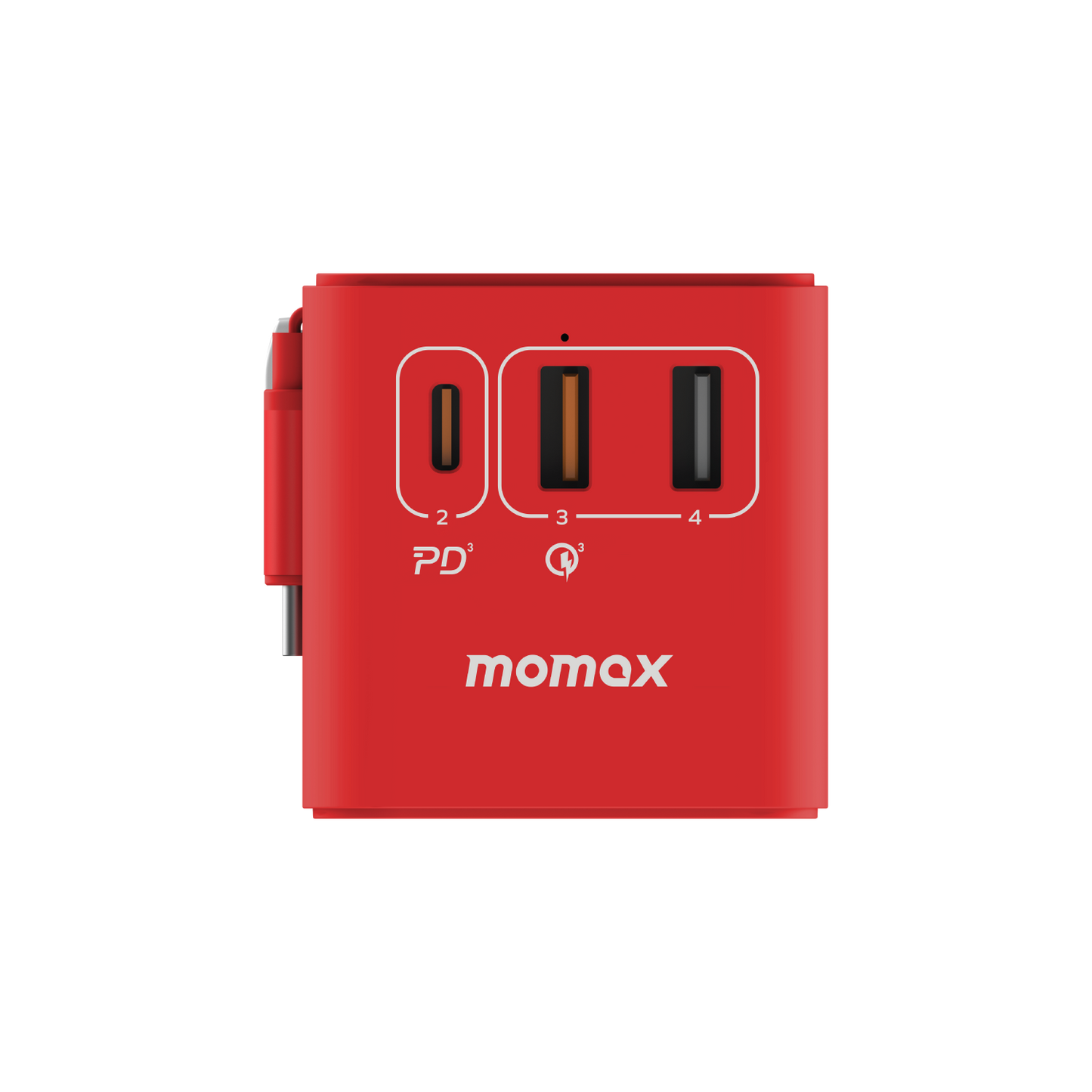 1-World+ 3-Port Travel GaN Charger With Built-in USB-C Cable 70W