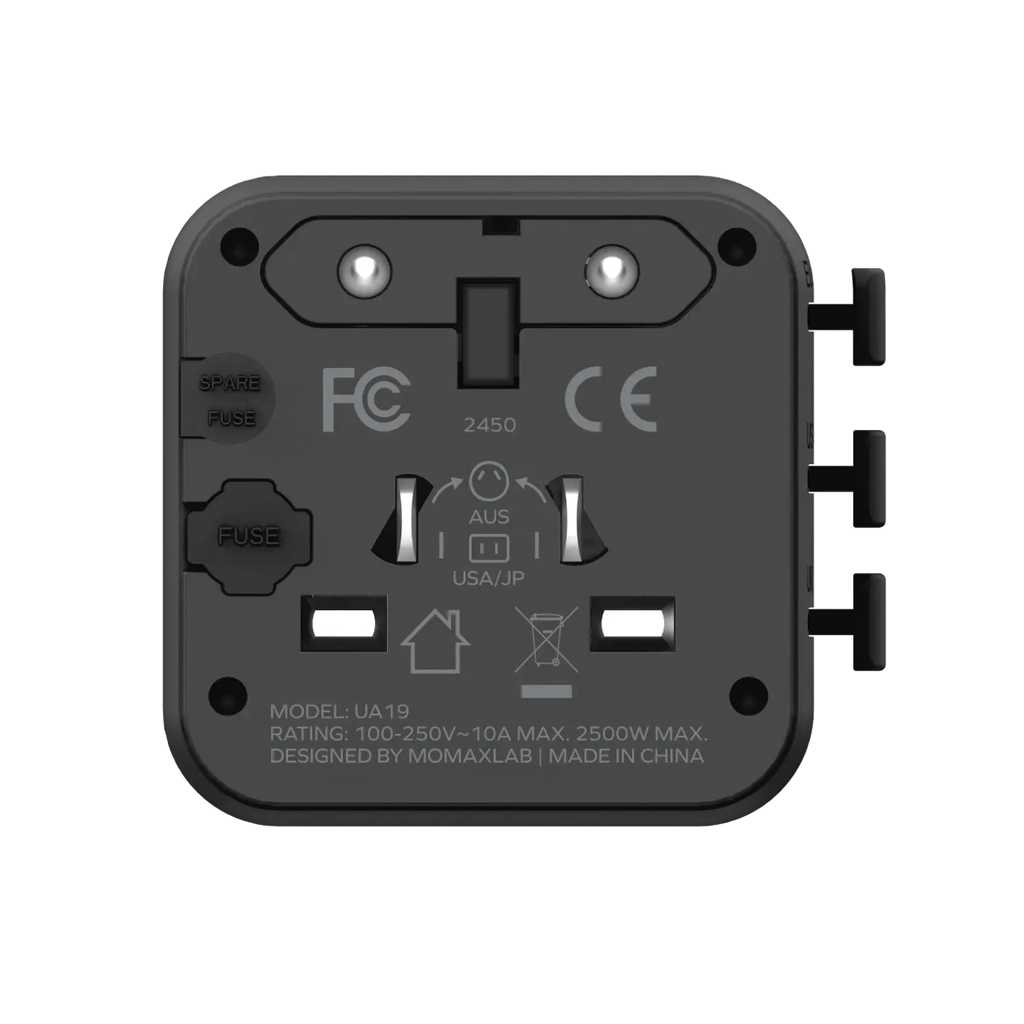 1-World Universal Travel Charger with Dual AC