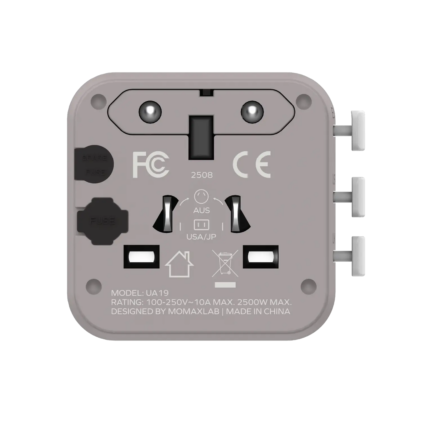 1-World Universal Travel Charger with Dual AC