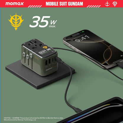 1-World+ Flow 4-Port Travel Charger With Built-In USB-C Cable 35W - Limited Edition