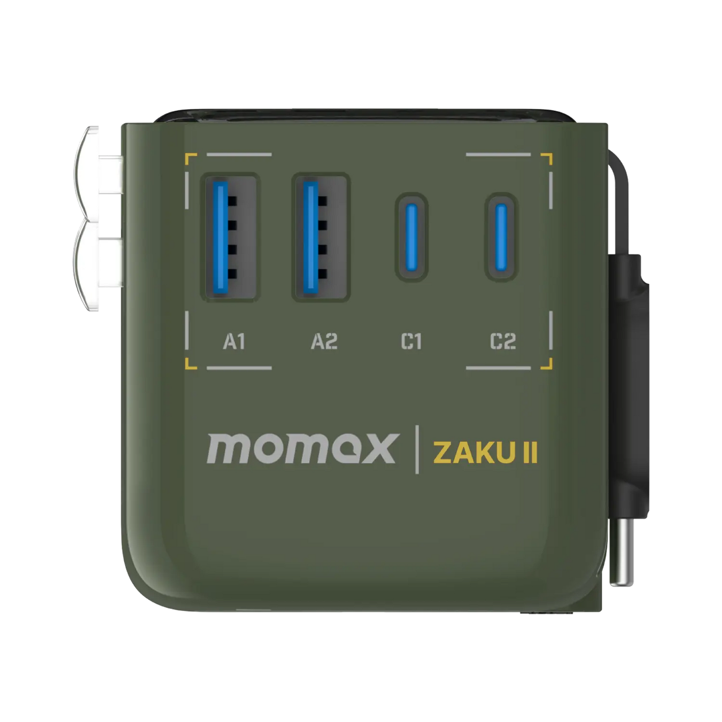 1-World+ Flow 4-Port Travel Charger With Built-In USB-C Cable 35W - Limited Edition