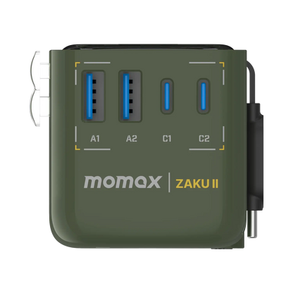 1-World+ Flow 4-Port Travel Charger With Built-In USB-C Cable 35W - Limited Edition