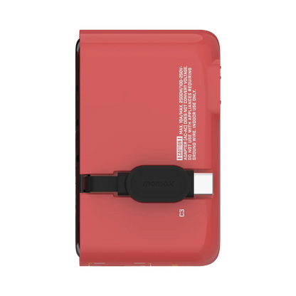 1-World+ Flow 4-Port Travel Charger With Built-In USB-C Cable 35W - Limited Edition
