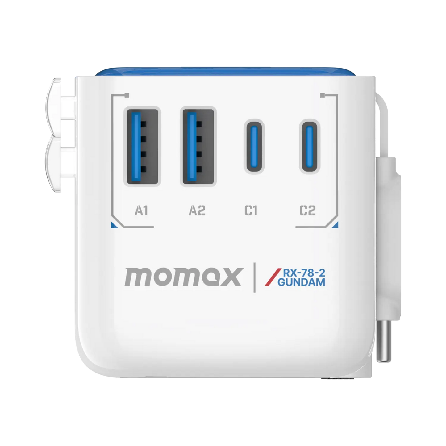 1-World+ Flow 4-Port Travel Charger With Built-In USB-C Cable 35W - Limited Edition