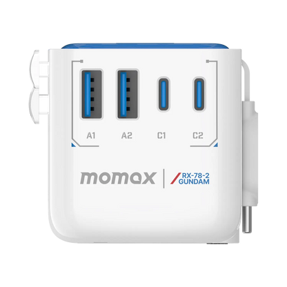 1-World+ Flow 4-Port Travel Charger With Built-In USB-C Cable 35W - Limited Edition
