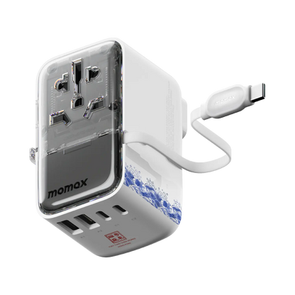 1-World+ Flow 4-Port Travel Charger With Built-In USB-C Cable 35W - Yuet Tung
