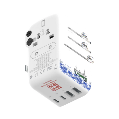 1-World+ Flow 4-Port Travel Charger With Built-In USB-C Cable 35W - Yuet Tung