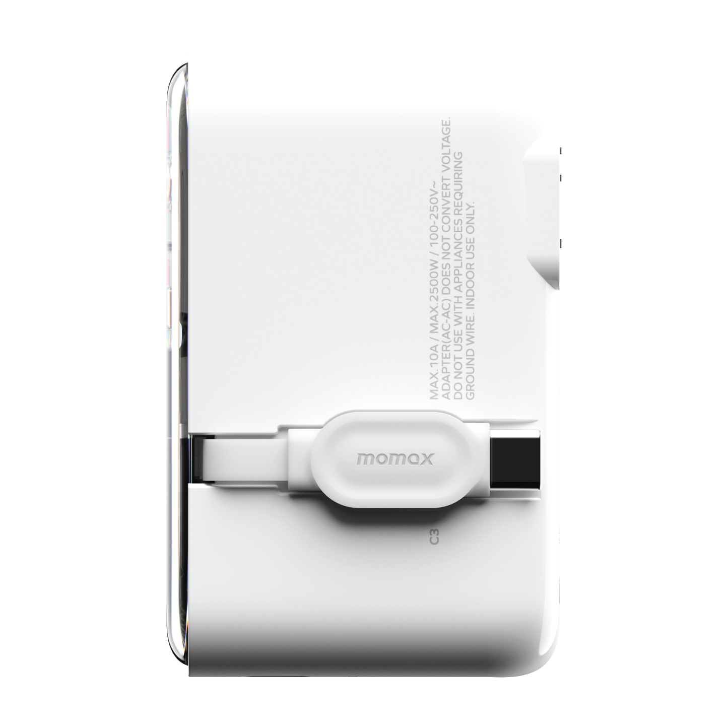 1-World+ Flow 4-Port Travel Charger With Built-In USB-C Cable 35W