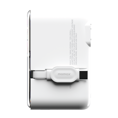 1-World+ Flow 4-Port Travel Charger With Built-In USB-C Cable 35W