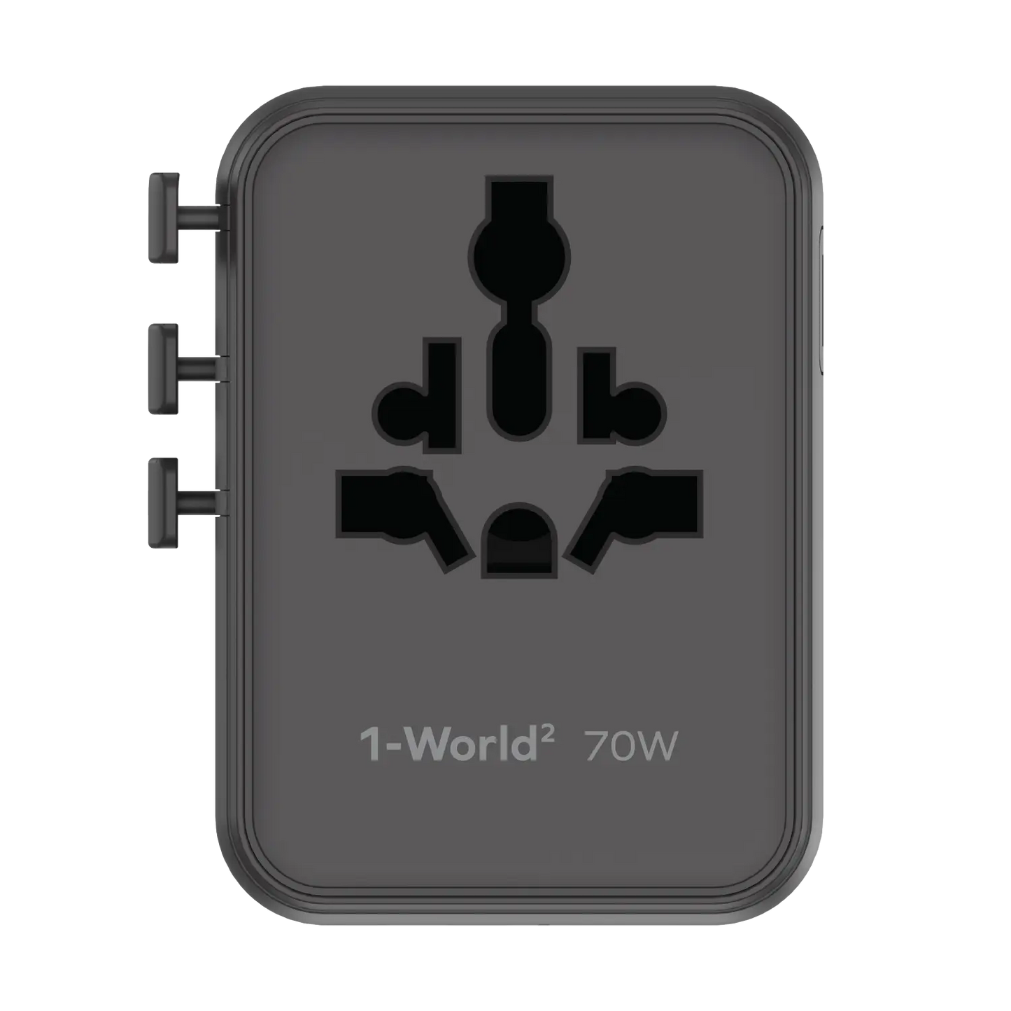 1-World² 5-Port Mini Universal Travel GaN Charger 70W with Dual AC