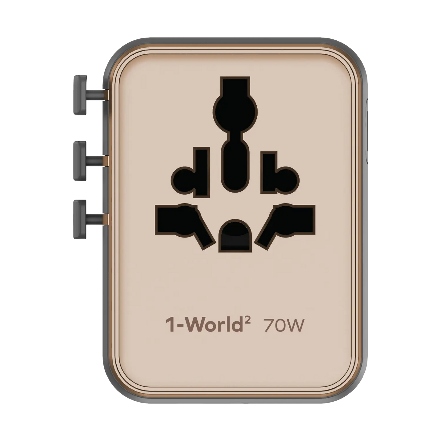 1-World² 5-Port Mini Universal Travel GaN Charger 70W with Dual AC