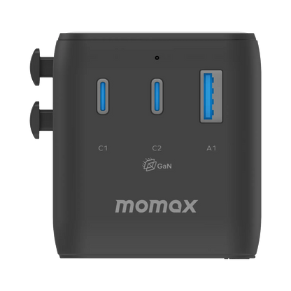 1-World² 3-Port Mini Universal Travel GaN Charger 20W with Dual AC