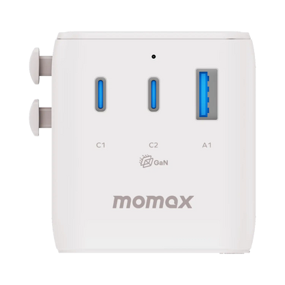 1-World² 3-Port Mini Universal Travel GaN Charger 20W with Dual AC