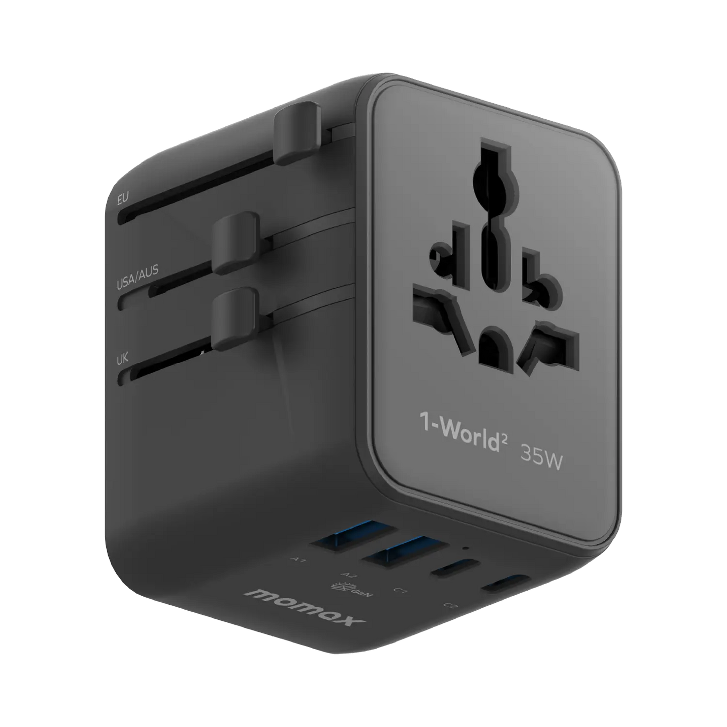 1-World² 5-Port Mini Travel GaN Charger 35W with Dual AC
