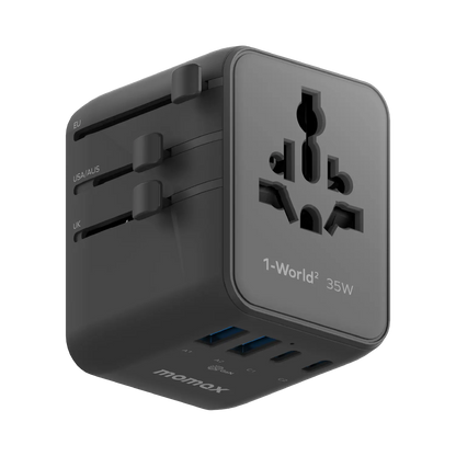 1-World² 5-Port Mini Travel GaN Charger 35W with Dual AC