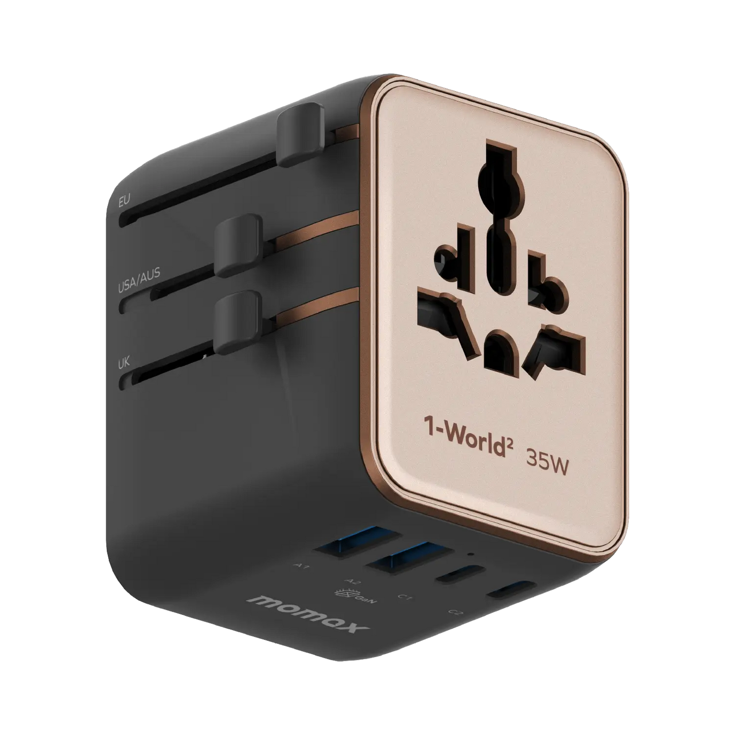 1-World² 5-Port Mini Travel GaN Charger 35W with Dual AC