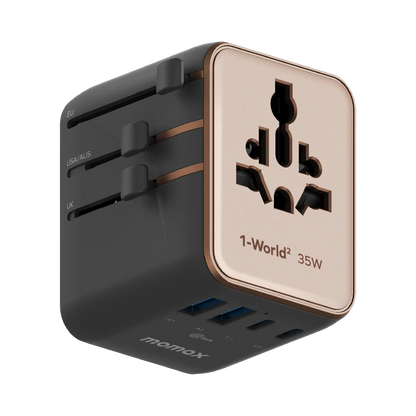 1-World² 5-Port Mini Travel GaN Charger 35W with Dual AC