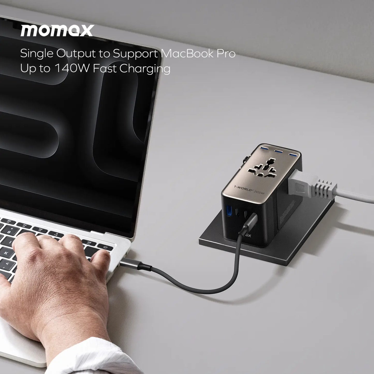 1-World² 205W 7-Port Dual AC Travel Adapter