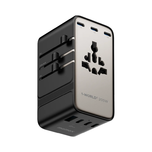 1-World² 205W 7-Port Dual AC Travel Adapter