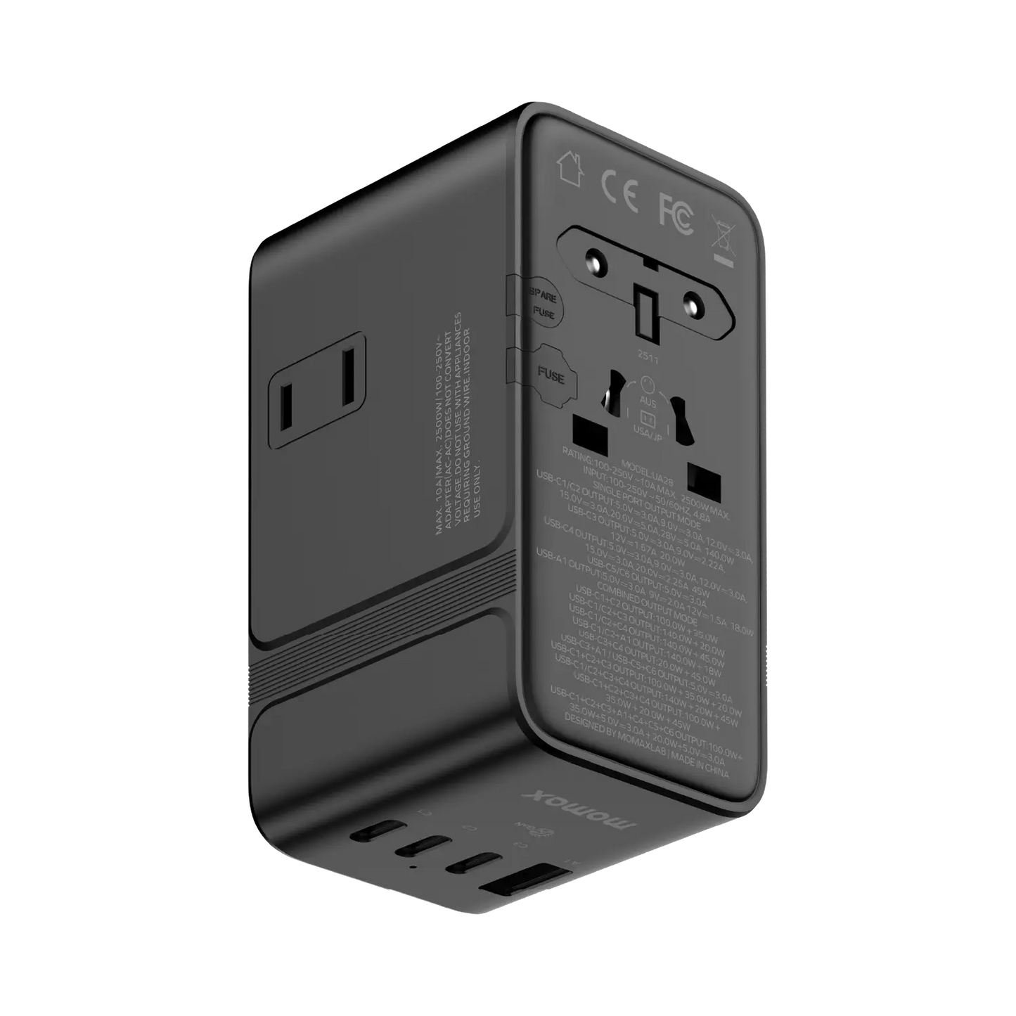 1-World² 205W 7-Port Dual AC Travel Adapter