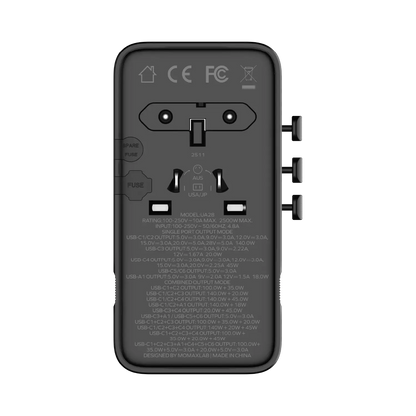 1-World² 205W 7-Port Dual AC Travel Adapter