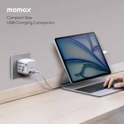 1-World² 2-Port USB-A and USB-C GaN Travel Charger 20W