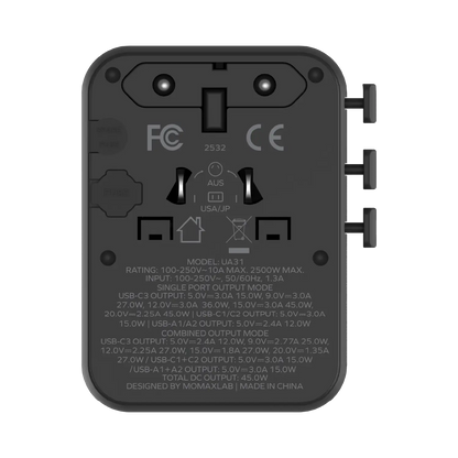 1-World² 45W 5-Port Dual AC Travel Adapter