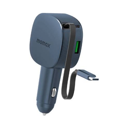 1-Move⁺ 2-Port Car Charger With Built-In Retractable Cable 60W