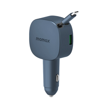 1-Move⁺ 2-Port Car Charger With Built-In Retractable Cable 60W