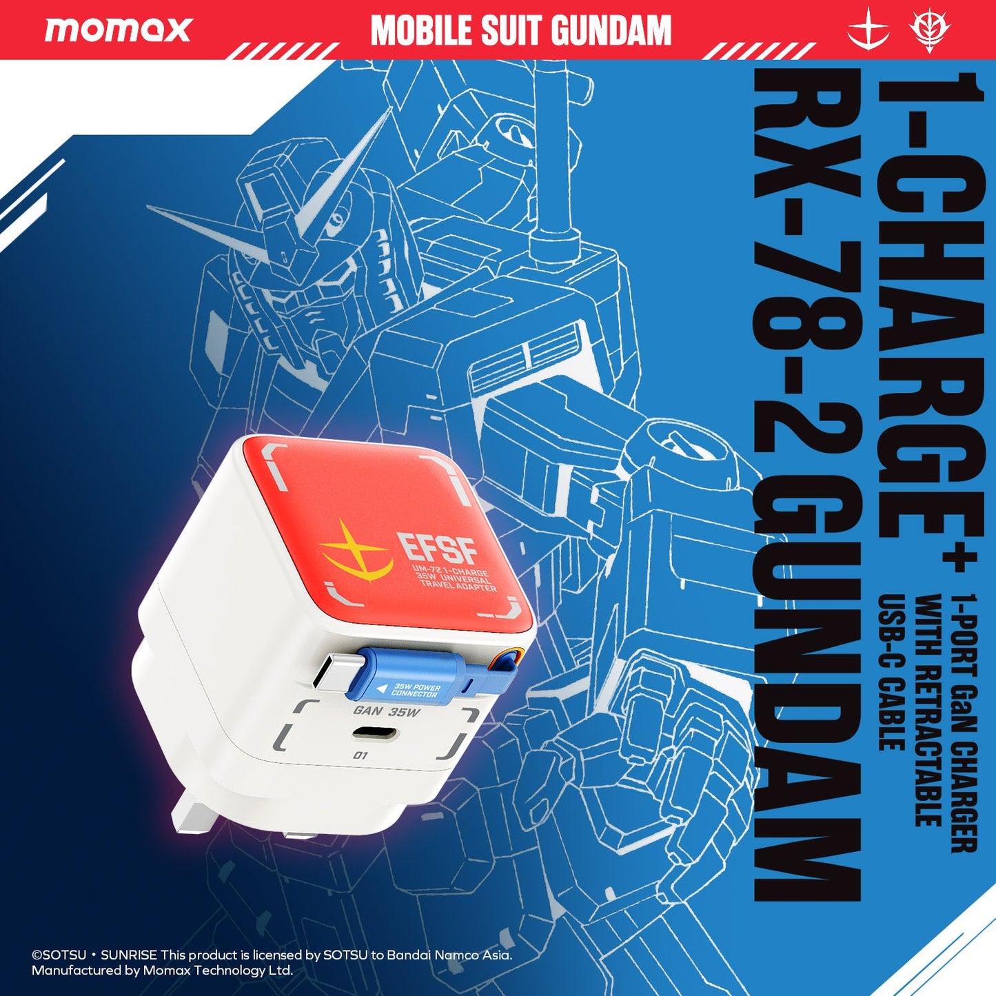 1-Charge+ 1-Port GaN Charger With Built-In USB-C Cable 35W - Limited Edition