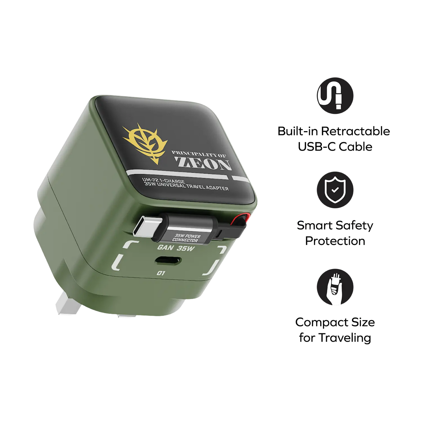 1-Charge+ 1-Port GaN Charger With Built-In USB-C Cable 35W - Limited Edition