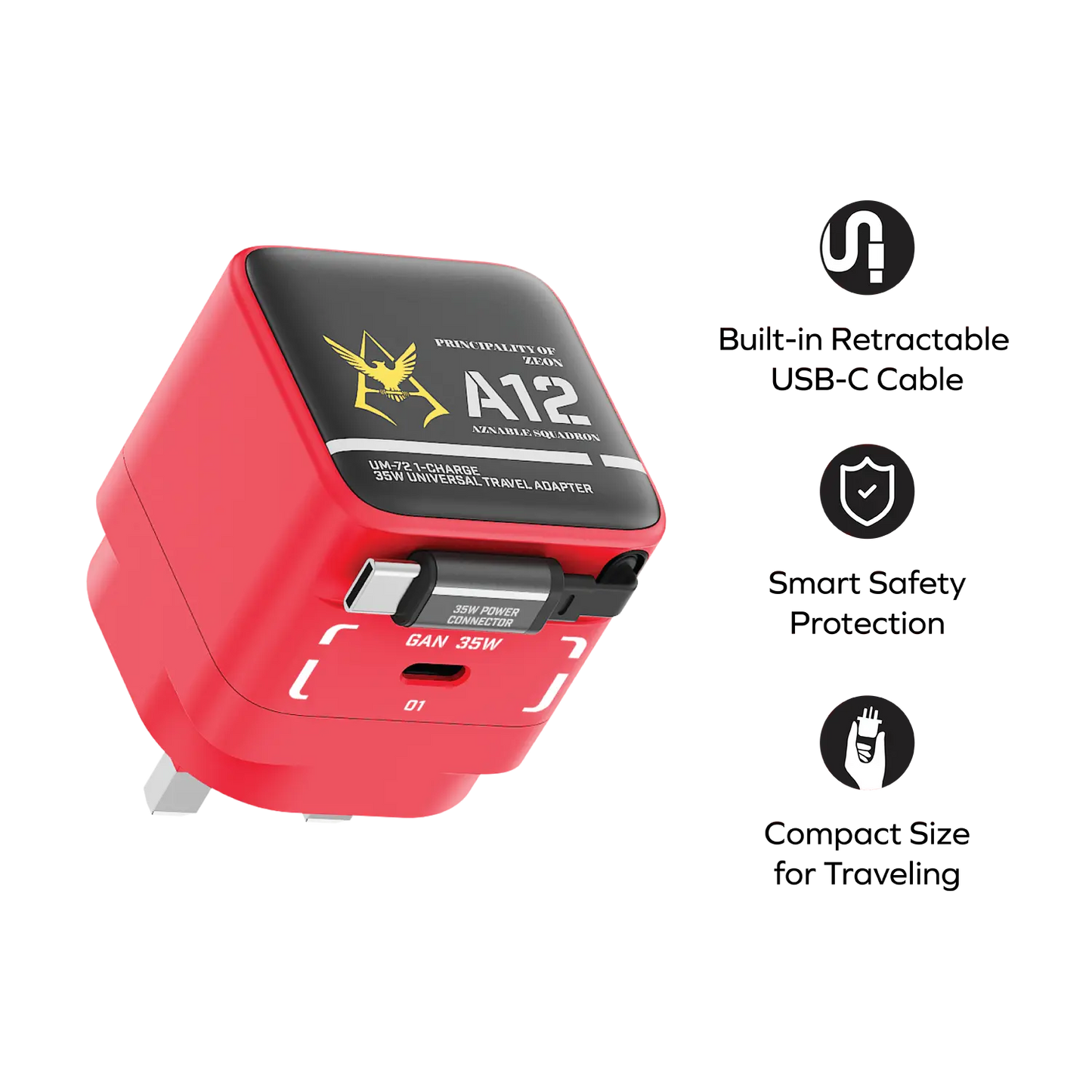 1-Charge+ 1-Port GaN Charger With Built-In USB-C Cable 35W - Limited Edition