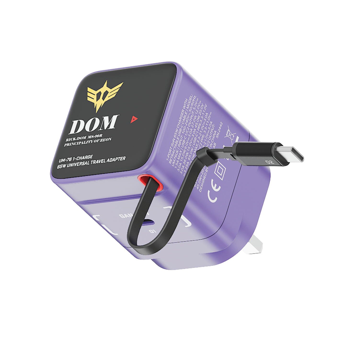 1-Charge+ 1-Port GaN Charger With Built-In USB-C Cable 65W - Limited Edition