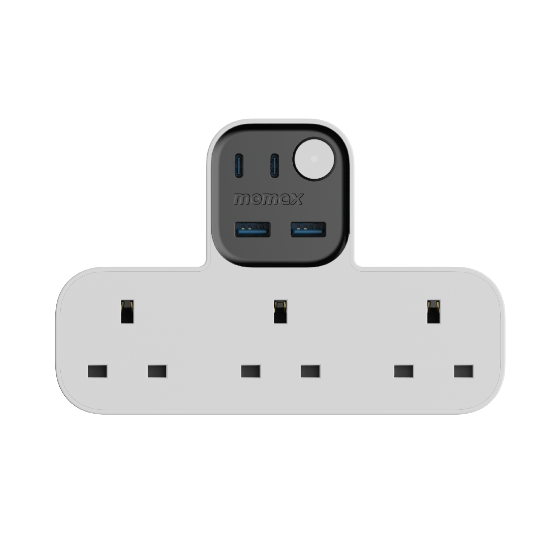 1-Charge Work Flow T-Shaped Extension Cord With 3 Sockets, 2 USB-A and 2 USB-C Ports