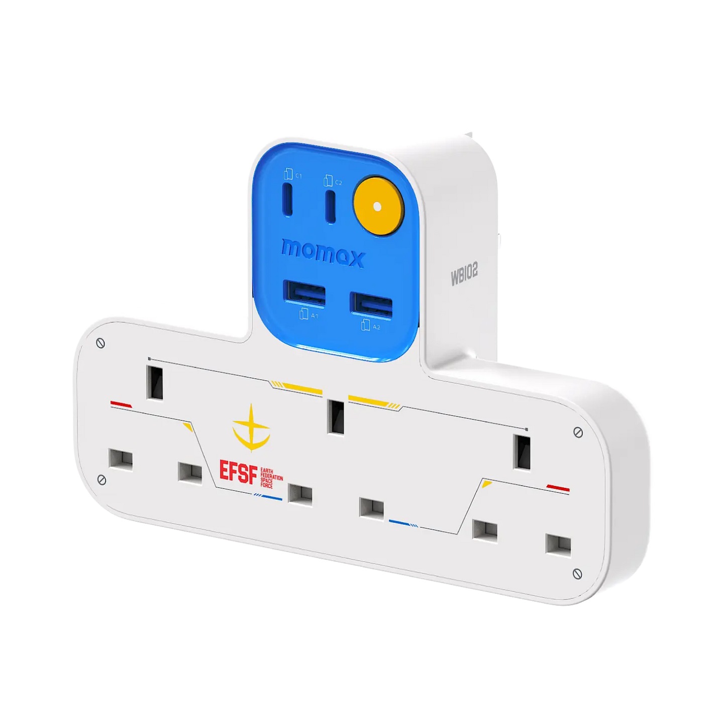 1-Charge Work Flow T-Shaped Extension Cord With 3 Sockets, 2 USB-A and 2 USB-C Ports - Limited Edition