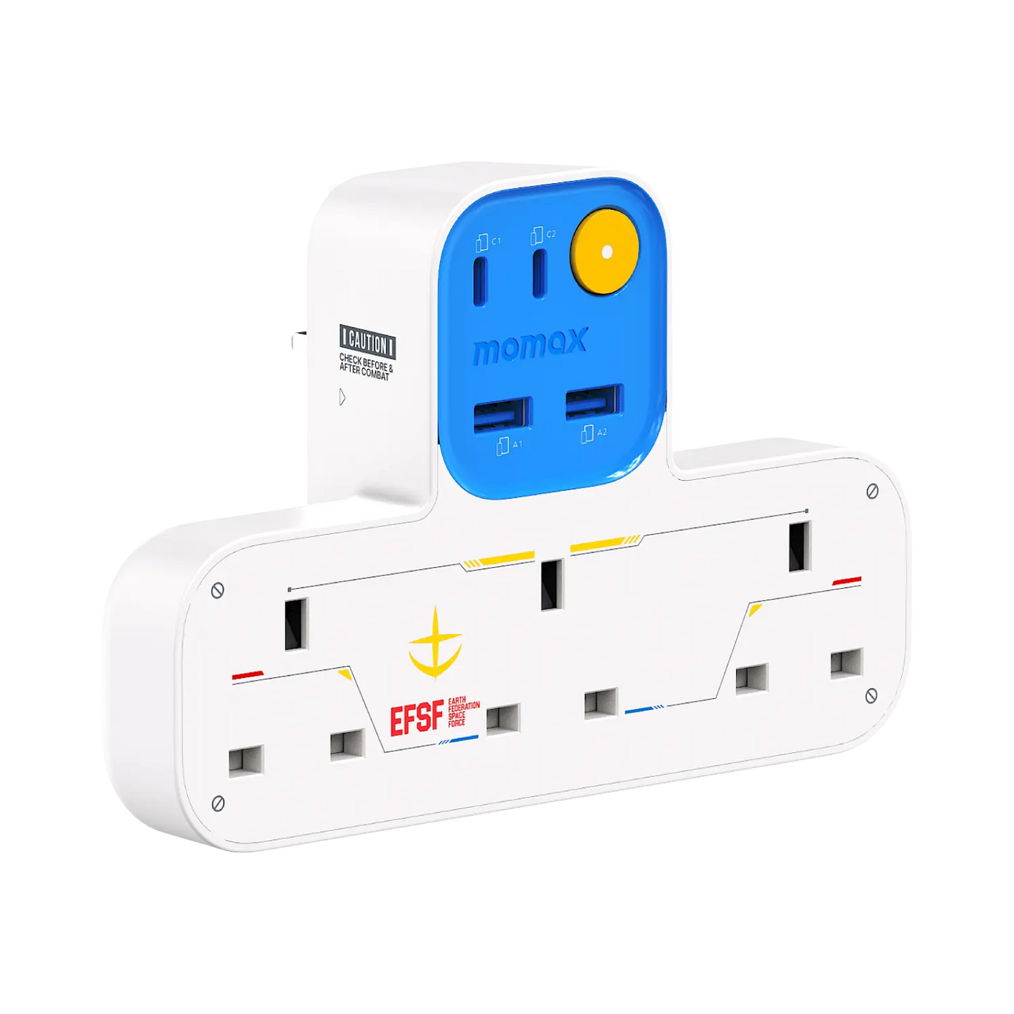 1-Charge Work Flow T-Shaped Extension Cord With 3 Sockets, 2 USB-A and 2 USB-C Ports - Limited Edition