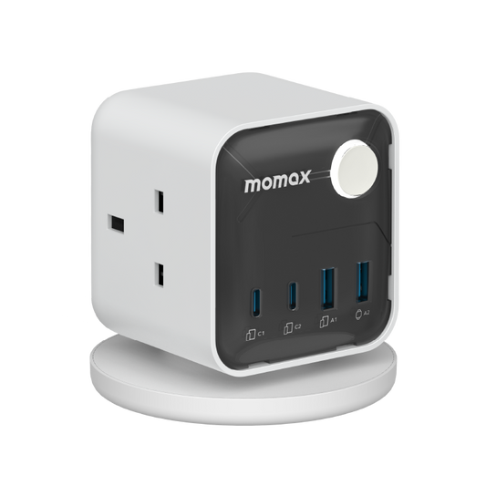1-Charge Work Flow 3-Outlet GaN Power Cube 30W with USB Ports