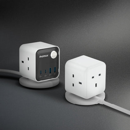 1-Charge Work Flow 3-Outlet GaN Power Cube 30W with USB Ports