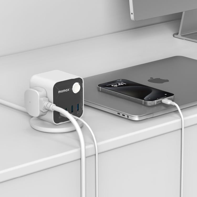 1-Charge Work Flow 3-Outlet GaN Power Cube 30W with USB Ports