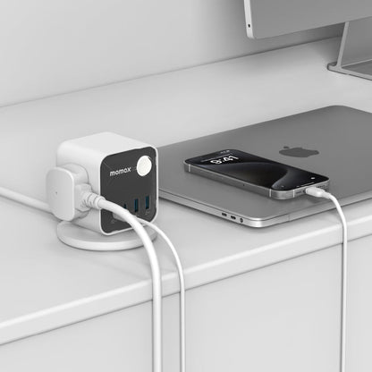 1-Charge Work Flow 3-Outlet GaN Power Cube 30W with USB Ports