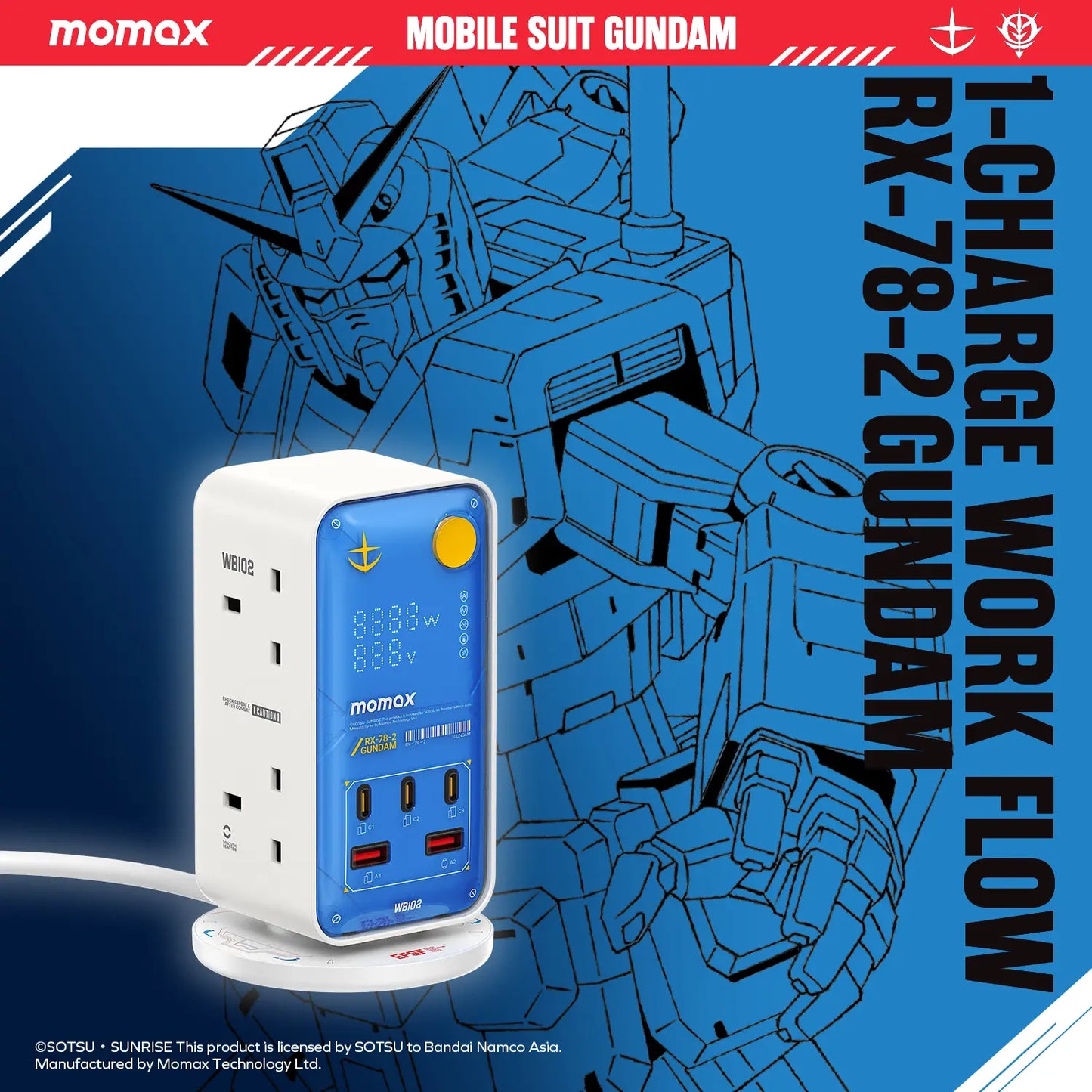 1-Charge Work Flow 6-Outlet GaN Power Tower 35W with USB Ports - Limited Edition