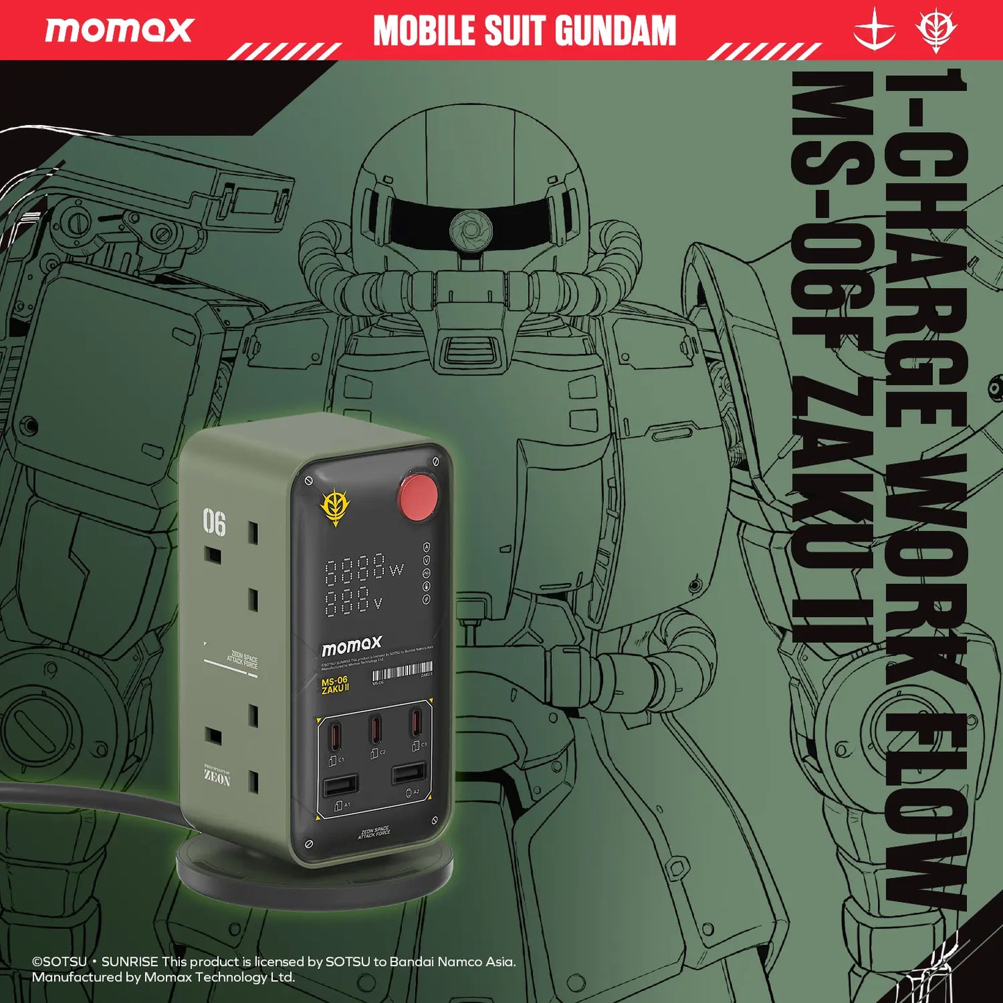 1-Charge Work Flow 6-Outlet GaN Power Tower 35W with USB Ports - Limited Edition