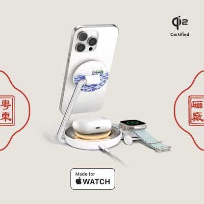 1-Charge Flow Pro 3-in-1 Qi2 Magnetic Docking with Apple Watch Magnetic Fast Charger - Yuet Tung